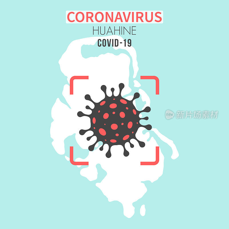红色取景器为冠状病毒(COVID-19)的华海因地图