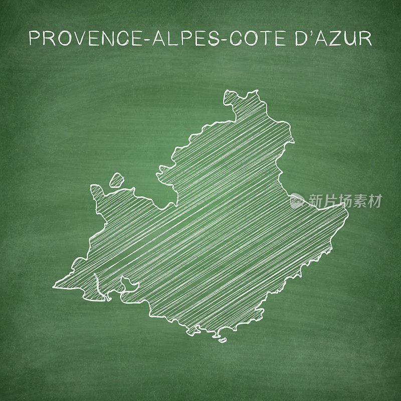 在黑板上画的普罗旺斯-阿尔卑斯-蔚蓝海岸地图