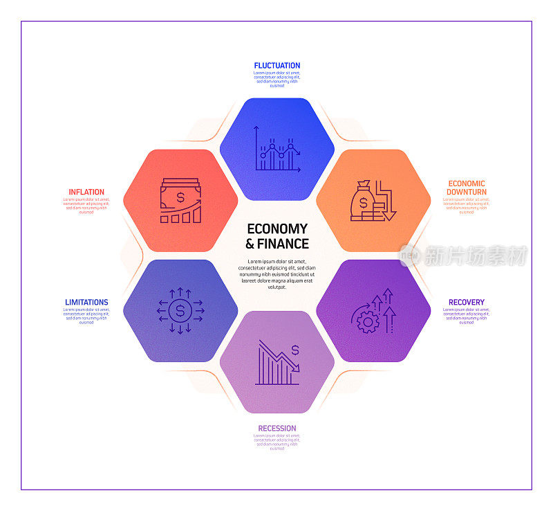 经济和金融概念信息图模板，元素和图标。简单的矢量信息图设计