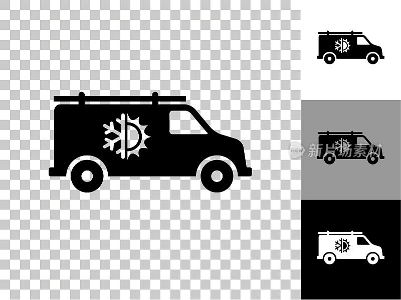 空调卡车图标在棋盘上透明的背景