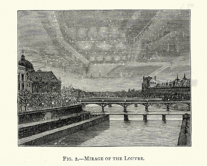 卢浮宫上空的海市蜃楼，巴黎，19世纪