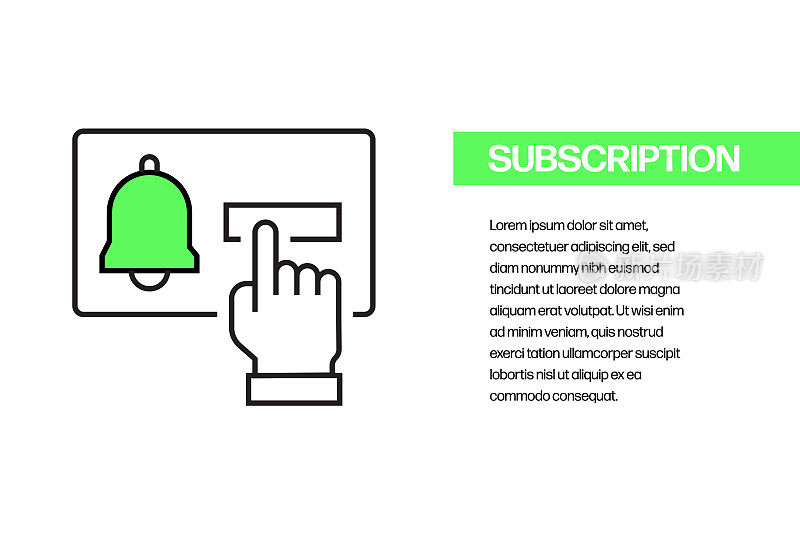 订阅平面线图标，轮廓向量符号插图。