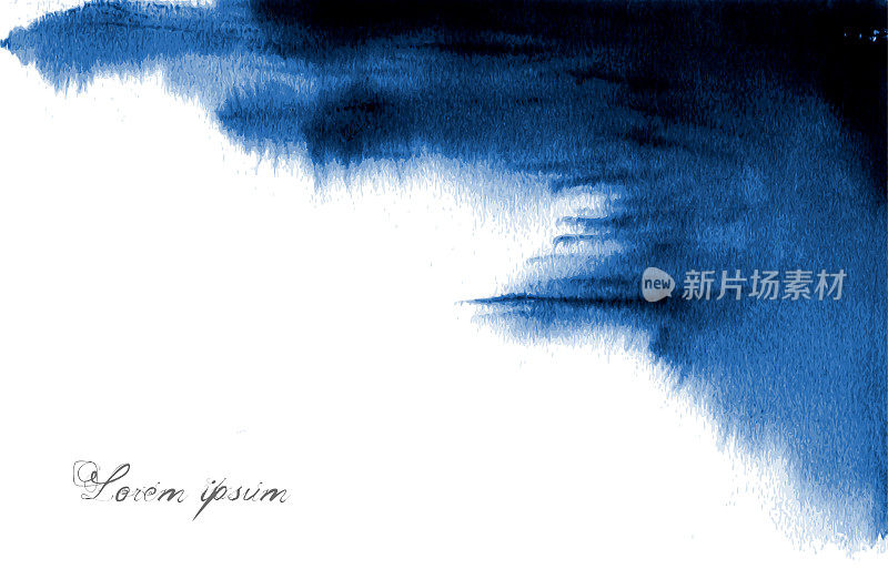 抽象的东方风格的蓝水墨画。传统的日本水墨画