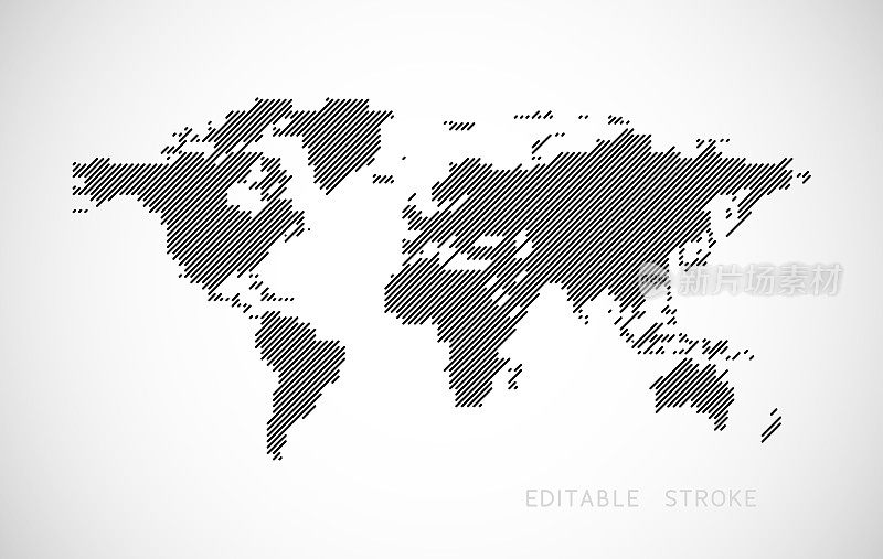 多色渐变线世界地图