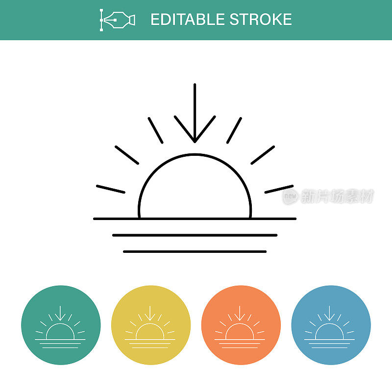 日落-天气可编辑的细线图标