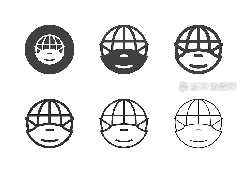 全球医疗面具图标-多系列