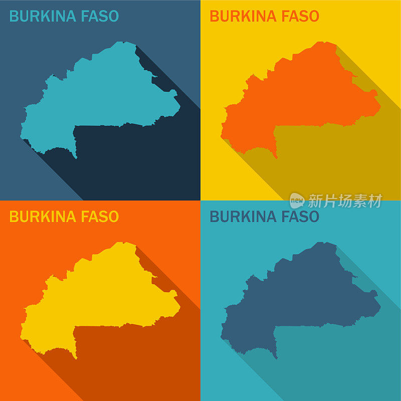 布基纳法索平面地图可在四种颜色