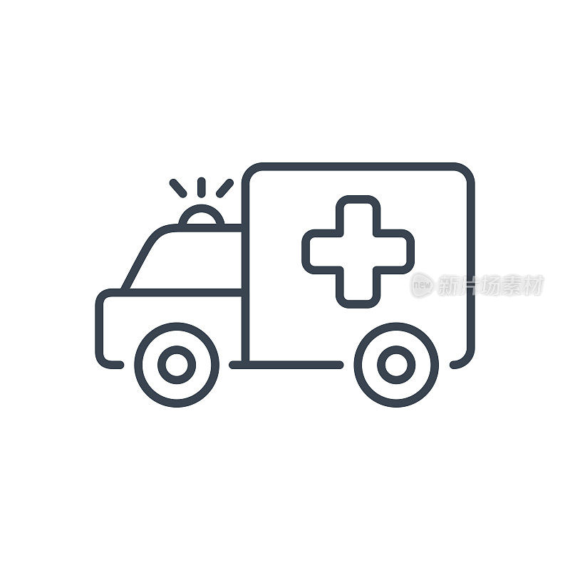 救护车的车。医疗保健和医药-线图标。向量股票插图