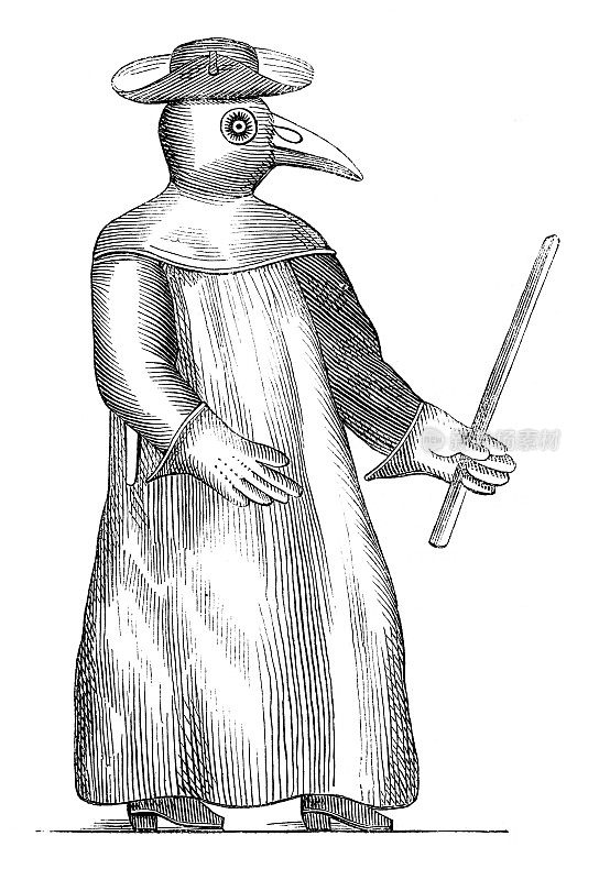 17世纪黑死病时期戴口罩的医生