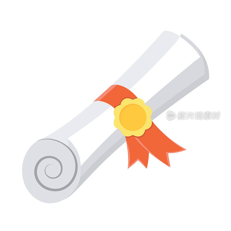 毕业文凭在一个透明的背景