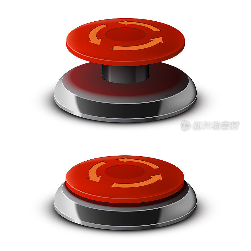 红色急停按钮在开关位置，立体按钮与金属元件