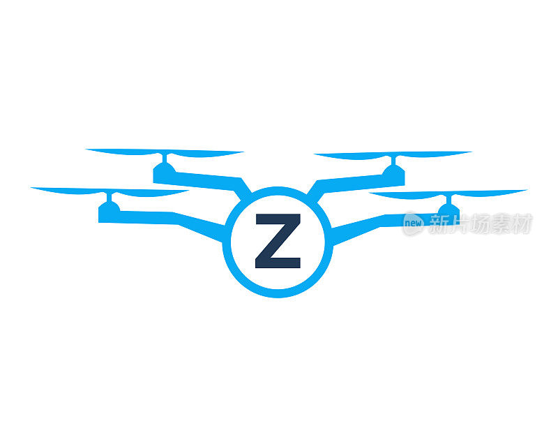 无人机标志设计在字母Z概念。摄影无人机矢量模板