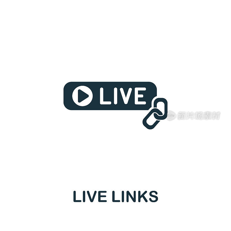 直播链接图标从流收集。简单的线Live链接图标模板，网页设计和信息图