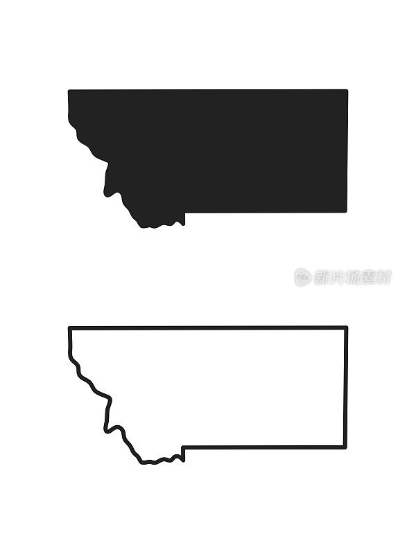 蒙大拿州是美国的一个州。地图在黑色和白色选项。矢量插图。“n