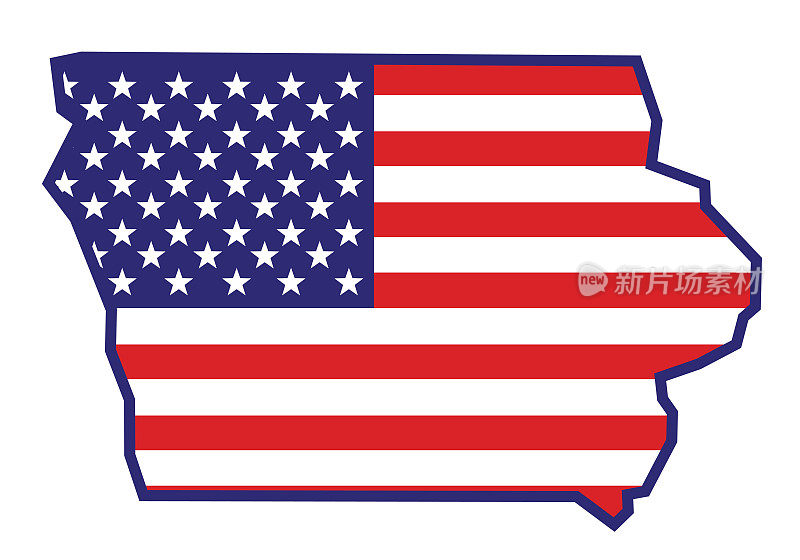 美国国旗爱荷华州地图大纲