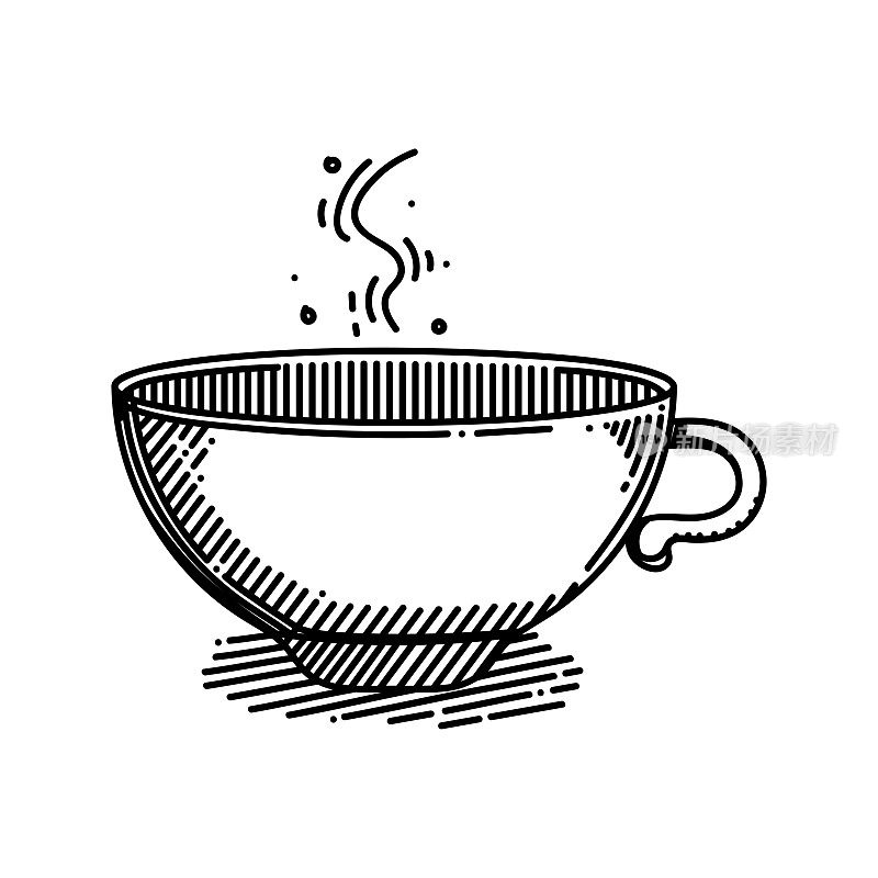 咖啡线图标,草图设计,像素完美,可编辑笔画。