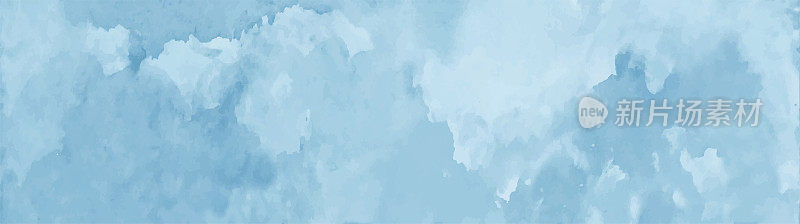 矢量插图的一个水彩画-蓝色的天空，云…背景有云。