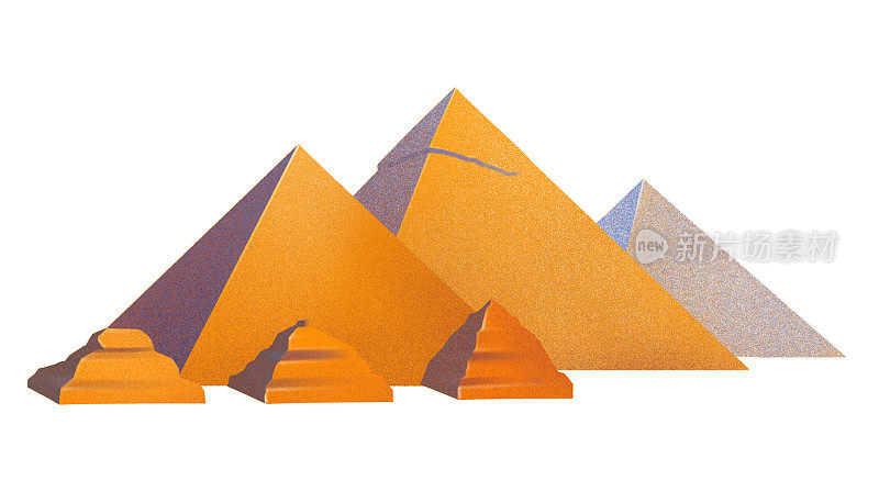 吉萨金字塔建筑群的数字修图风格。