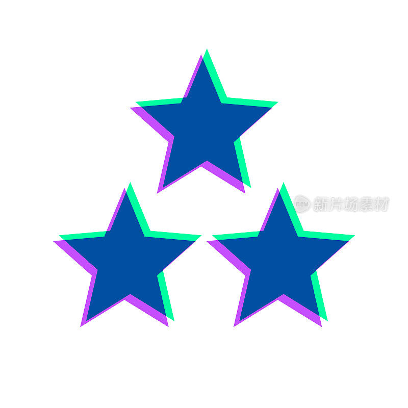 三颗星。图标与两种颜色叠加在白色背景上