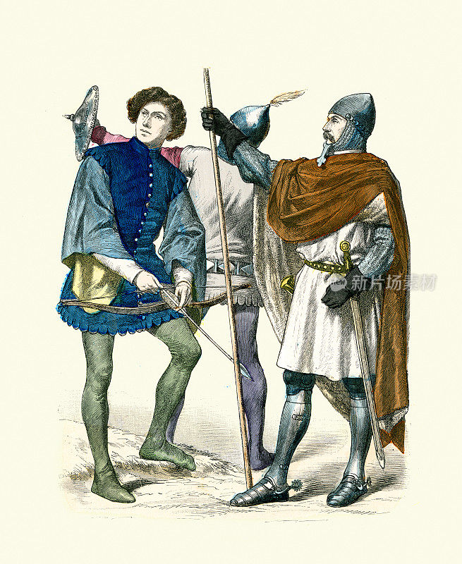 中世纪，弓箭手，盔甲骑士，14世纪意大利，时尚史