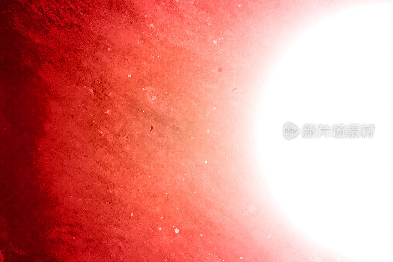 一个充满活力的明亮的白色模糊的抽象半圆形的阳光在激烈的暗红色或栗色渐变的抽象水平火热矢量破裂纹理效果背景，如火山熔岩或星云源