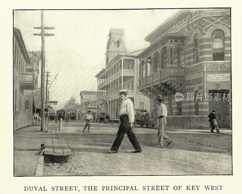 19世纪90年代，佛罗里达州基韦斯特的杜瓦尔街，19世纪的美国历史