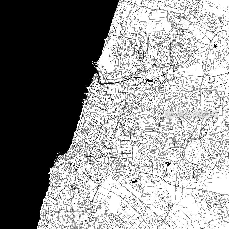 特拉维夫，以色列矢量地图