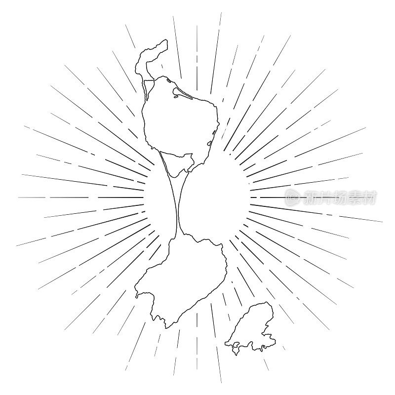 圣皮埃尔和密克隆地图与阳光在白色的背景