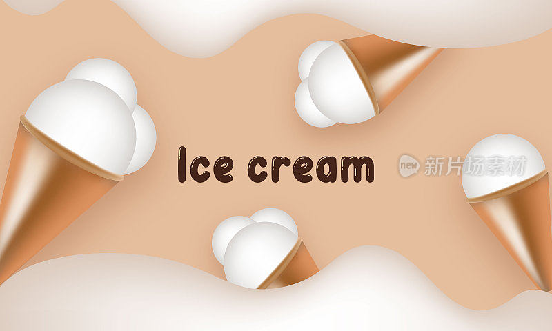 口味冰淇淋在白色背景股票插图
