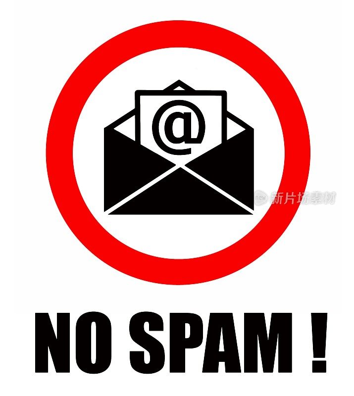 没有垃圾邮件的标志，有一个开放的邮件标志上没有交通标志