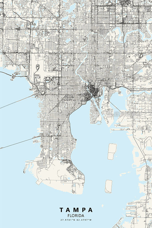 坦帕，佛罗里达美国矢量地图