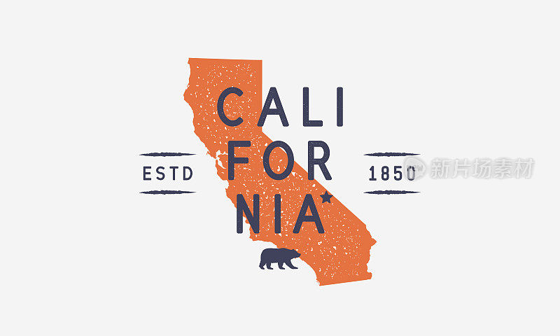 加州——金州。加州的标志，标签，海报。复古海报。t恤印刷，排版。矢量图