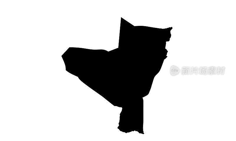 苏丹卡萨拉市的黑色剪影地图