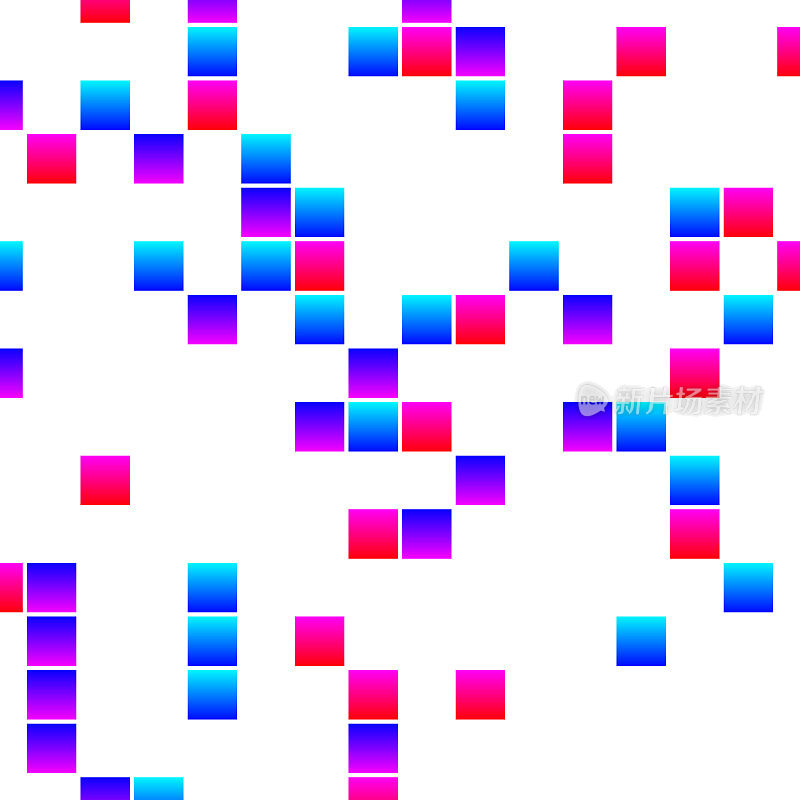 明亮的颜色正方形形状，有间距，在矩阵模式上的白色