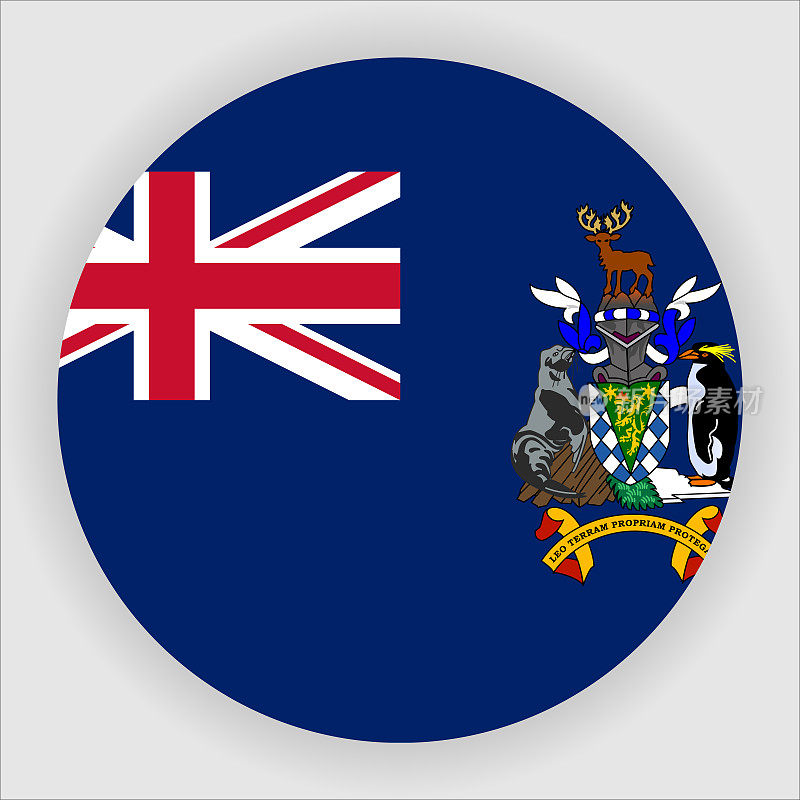 南乔治亚和南桑威奇群岛圆形国家国旗按钮图标