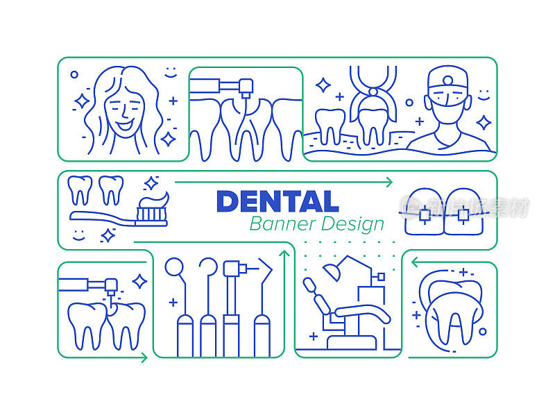 牙科线图标及相关工艺信息图设计