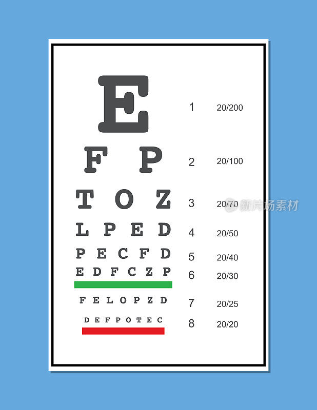 医生眼科检查表的平面颜色