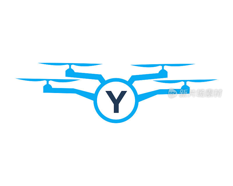 无人机徽标设计上的字母Y概念。摄影无人机矢量模板