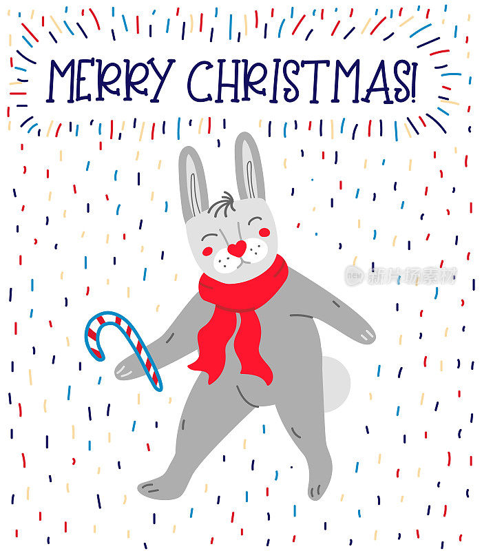 有兔子的圣诞贺卡。