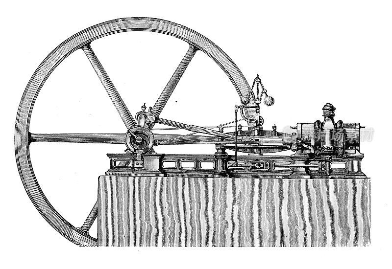 古董插图，应用力学:勒诺瓦燃气发动机