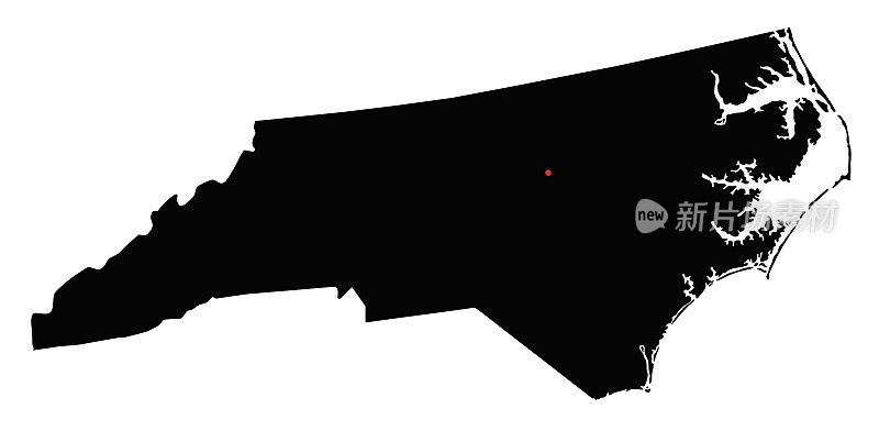 高度详细的北卡罗来纳州剪影地图。