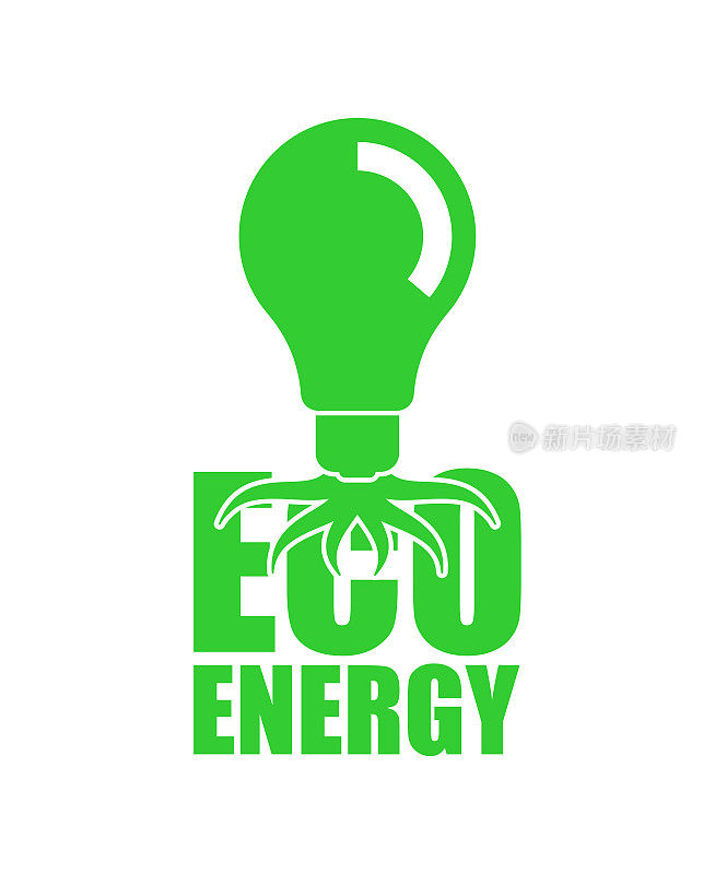 生态能源。土壤灯泡。生态电力生产标志。绿色能源的迹象。