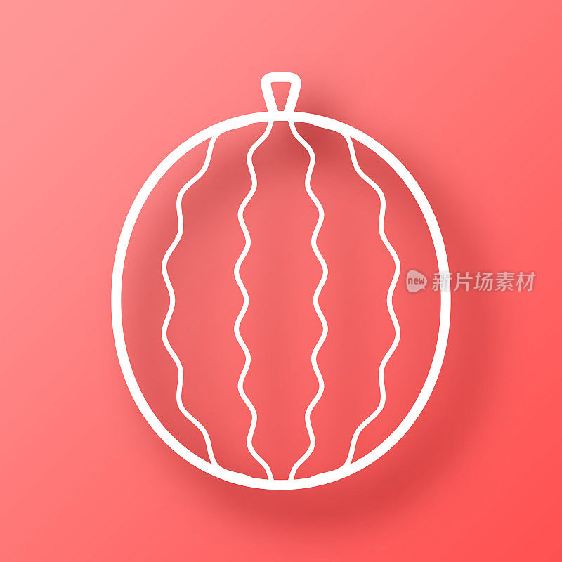西瓜。图标在红色背景与阴影