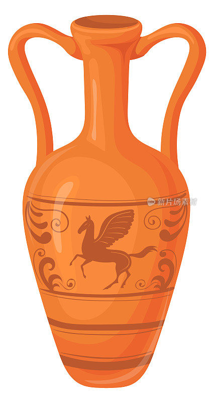 古老的土罐。Archeologic陶器。卡通泥瓶
