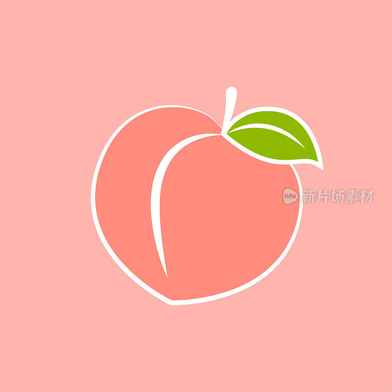 桃子向量。桃心矢量。桃红色背景。桃子标志设计。
