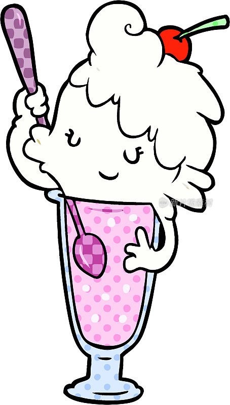 卡通冰淇淋苏打女孩