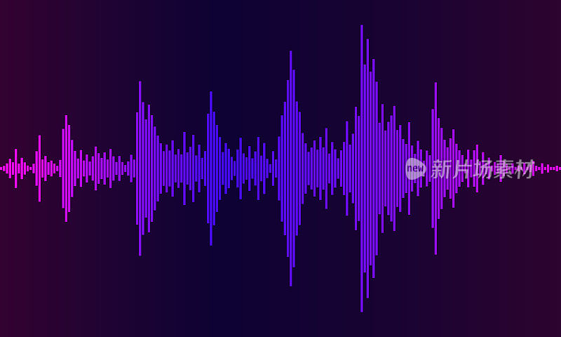 声波矢量。波作为音频均衡器隔离的背景。音频技术。脉冲音乐波形