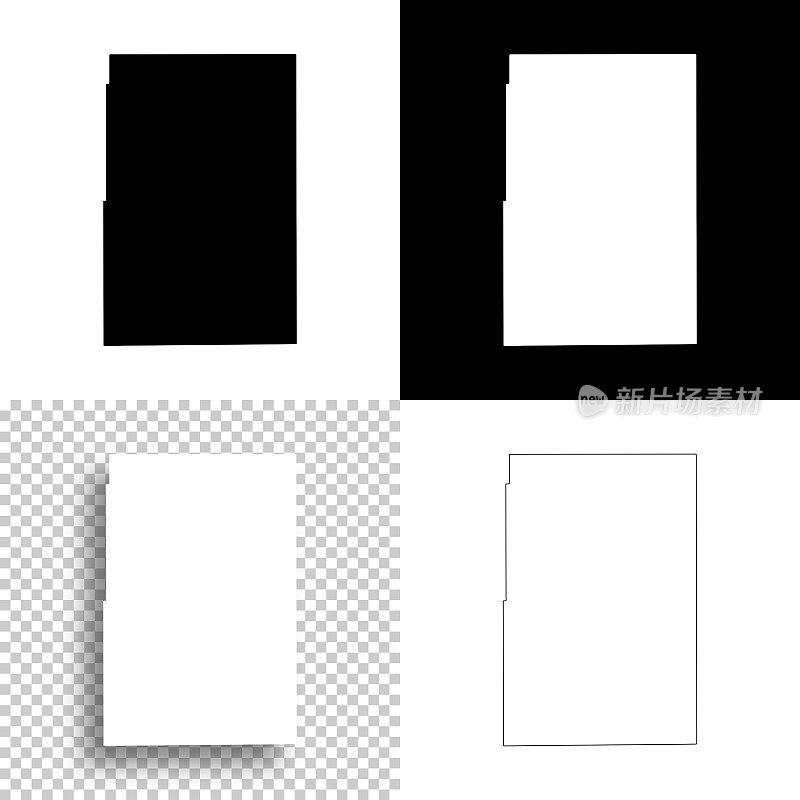 科罗拉多州尤马县。设计地图。空白，白色和黑色背景
