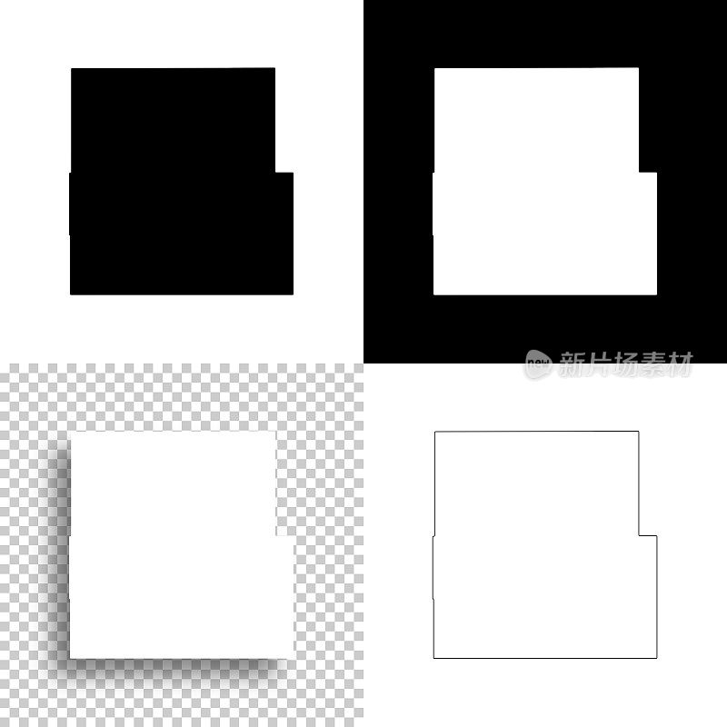 埃迪县，新墨西哥州。设计地图。空白，白色和黑色背景
