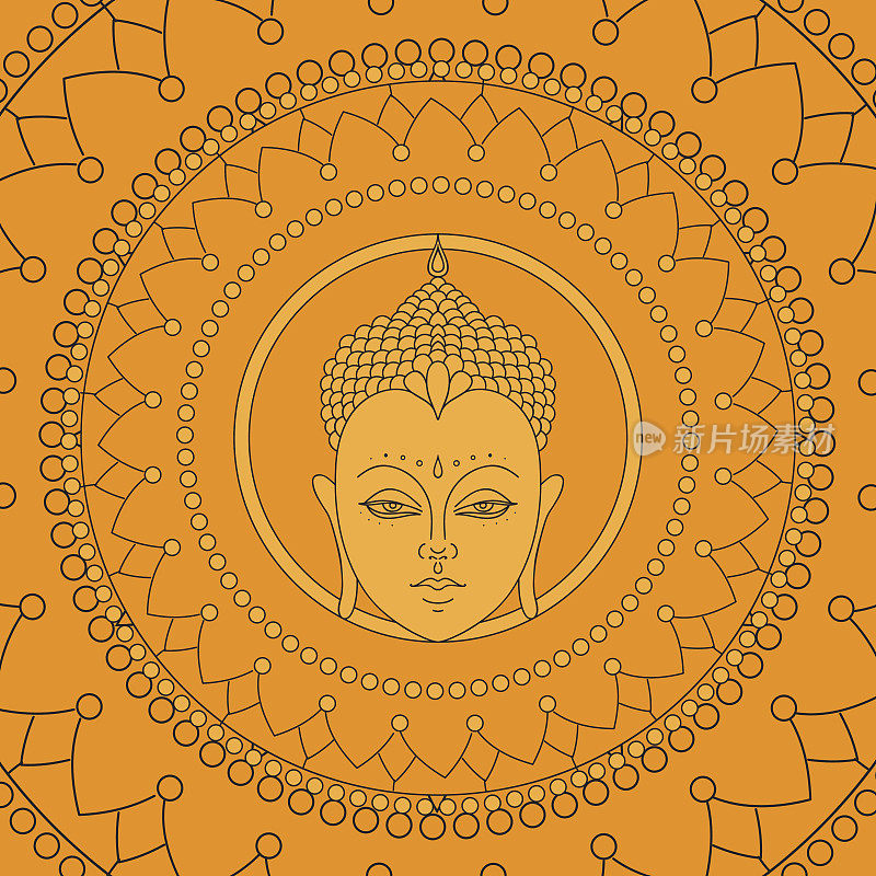 曼荼罗的佛祖。印度,印度的纹身